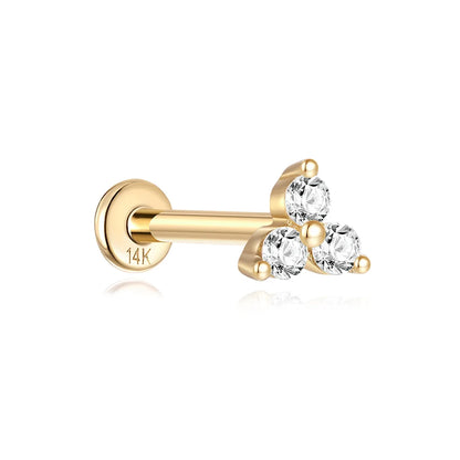AIDE Single 1piece 14K Solid Gold Jewelry Stud Earring For Women Simple Mini Puncture Earrings Yellow Gold Jewelry Birthday Gift