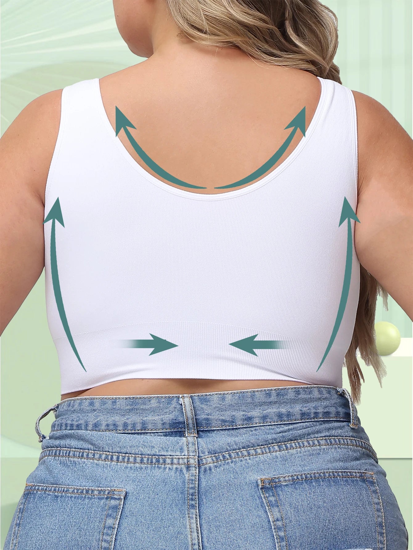 Plus-size women's bra with lift and prevention of sagging, shaping and support for side bust, comfortable without wire support.
