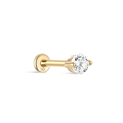 AIDE Single 1piece 14K Solid Gold Jewelry Stud Earring For Women Simple Mini Puncture Earrings Yellow Gold Jewelry Birthday Gift