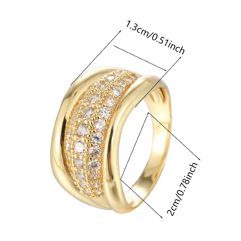 Gorgeous Gold - Plated Ring with Sparkling Cubic Zirconia Stones, Ideal for Any Occasion, Fashionable Jewelry Accessory