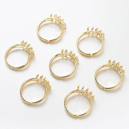 14k Gold Plated Ring Settings Jewelry Making Supplies DIY Hand Made Findings Brass Accessories