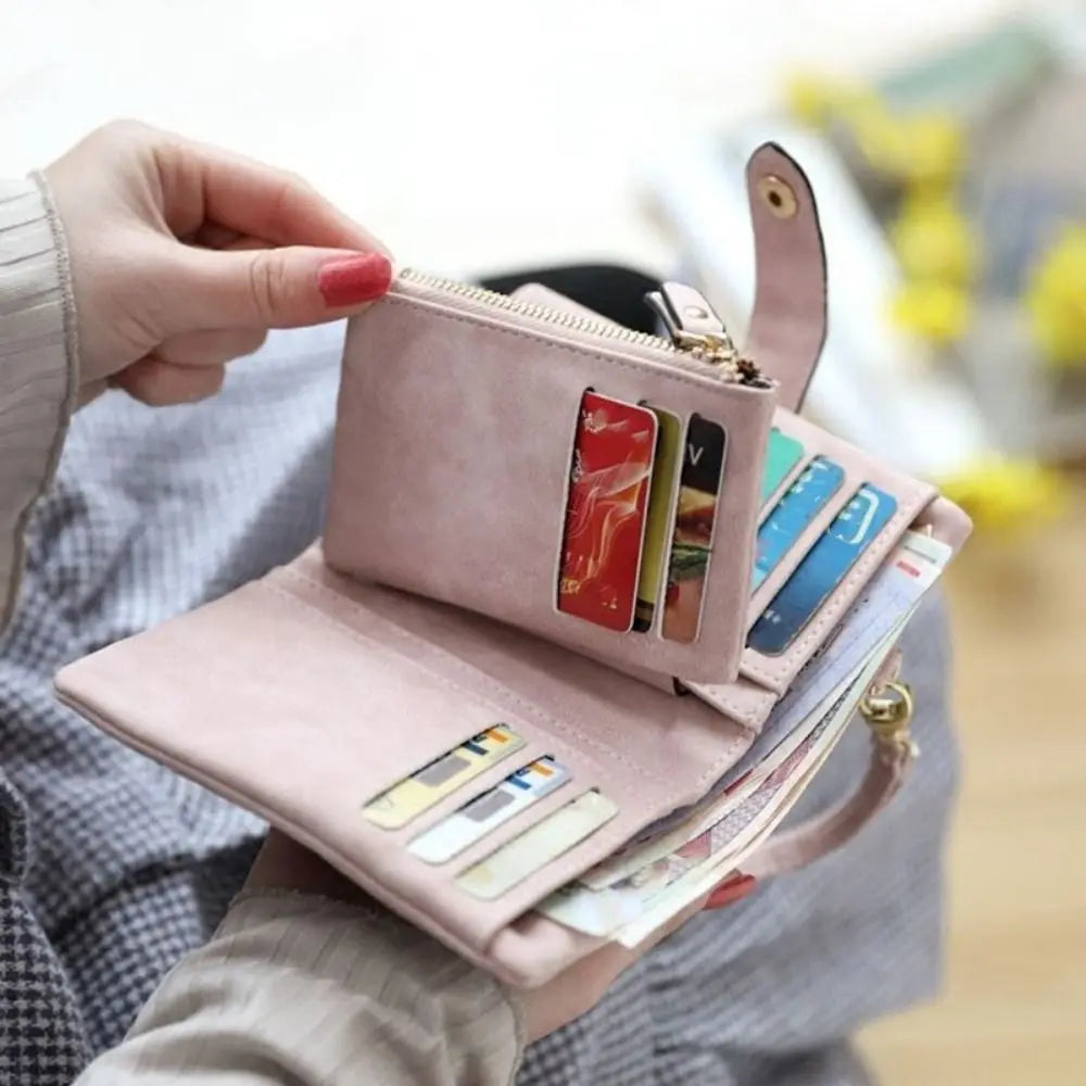 Ladies Pocket Purses Multi-slot Purse Tri-fold Wallet Soft Leather Short Wallet