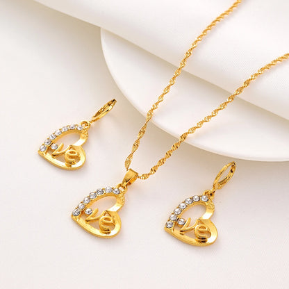 Fashion Gold Color Jewelry for Women Necklace Earrings Set Party Accessories Dubai India Africa Gift
