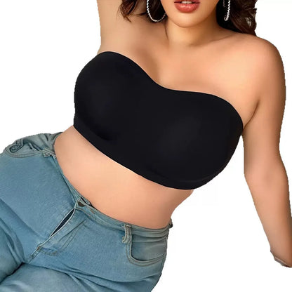 Plus Size Wireless Strapless Bra - No-Slip Bandeau with Support