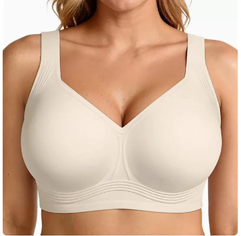 Women's Plus Size Seamless Jelly Soft Support Bra Leopard Print Wire-Free Full Cup Thin Bra Breathable Push Up Bra Large Bust
