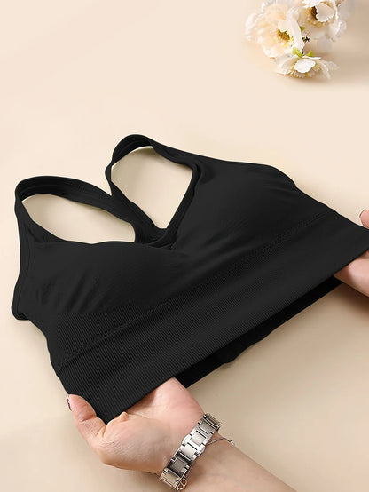 Plus Size Women's Sports Bra with Cross Straps And Padding,Push-Up,Comfortable,High-Elasticity,Breathable,Skin-Friendly