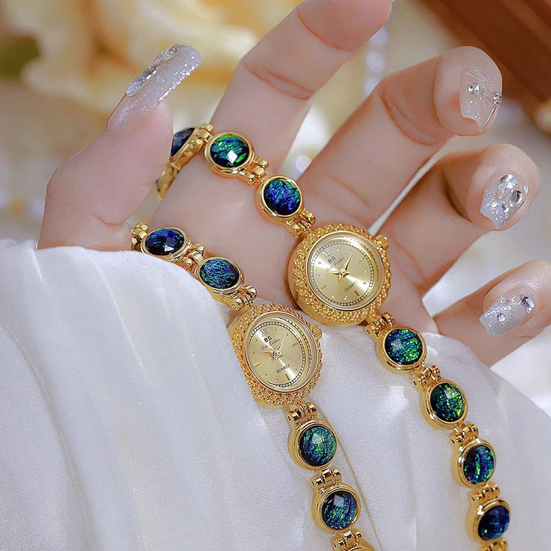 Gold Women Bracelet Watches Luxury Brand Dress Quartz Small Dial Ladies Wrist Watches Rhinestone Rose Gold Watches For Women