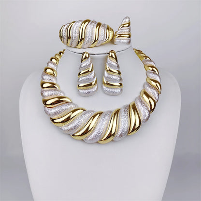 Dubai Gold Plated Jewelry Sets For Women Surround Big Necklace Plate 18K Original For Wedding Banquet Parties Luxurious Jewelry