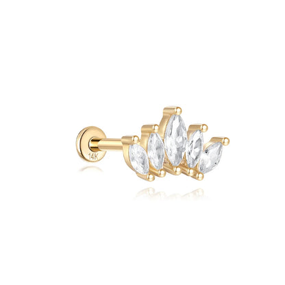 AIDE Single 1piece 14K Solid Gold Jewelry Stud Earring For Women Simple Mini Puncture Earrings Yellow Gold Jewelry Birthday Gift