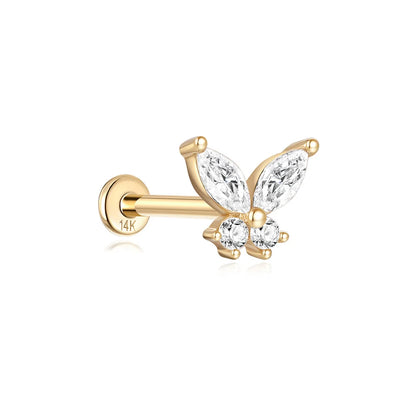 AIDE Single 1piece 14K Solid Gold Jewelry Stud Earring For Women Simple Mini Puncture Earrings Yellow Gold Jewelry Birthday Gift