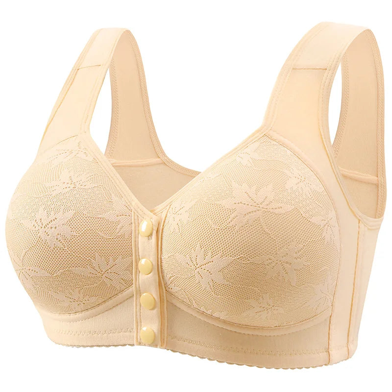 Plus Size Sports Bra Comfortable Wireless Bra with Thin Cotton Cup Breathable Supportive and Shaping Floral Print Lightly Padded