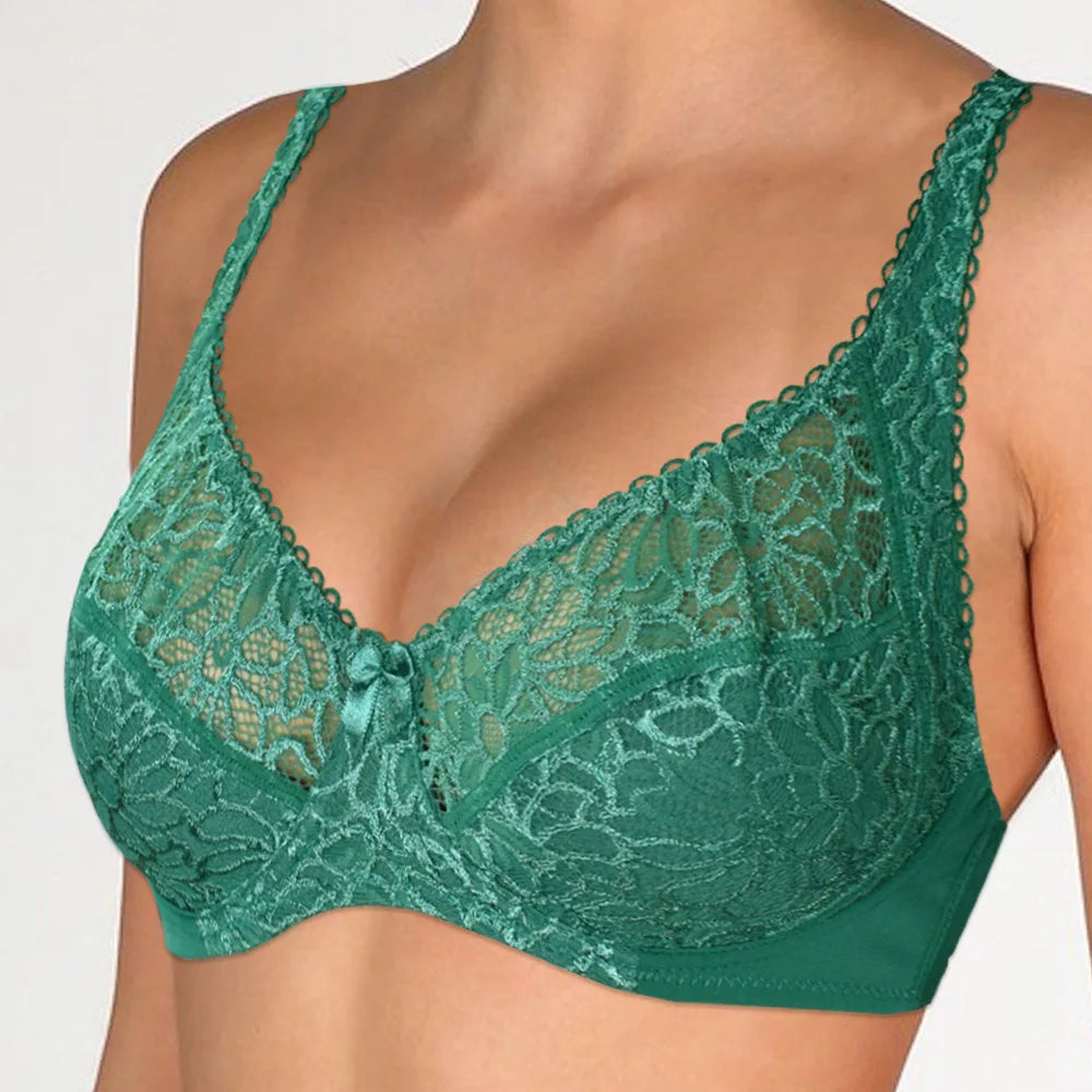 Plus Size Bras For Womens Lace Sexy Bra Perspective Underwire Female Lingerie BH Tops C D DD E F Cup