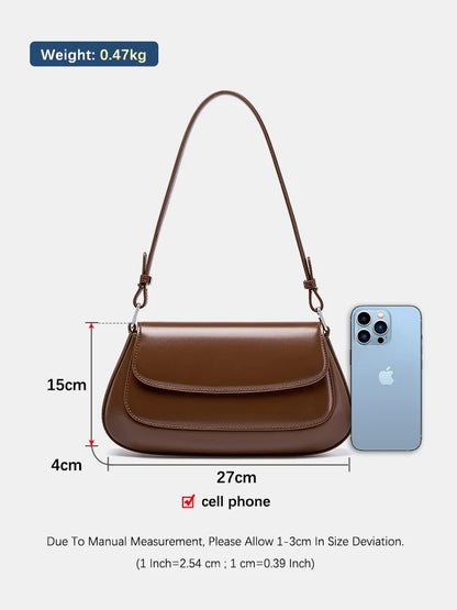 Zency Luxury Handbags Purses For Women Genuine Leather French Style Summer Ladies Shoulder Bag Underarm Crossbody Messenger