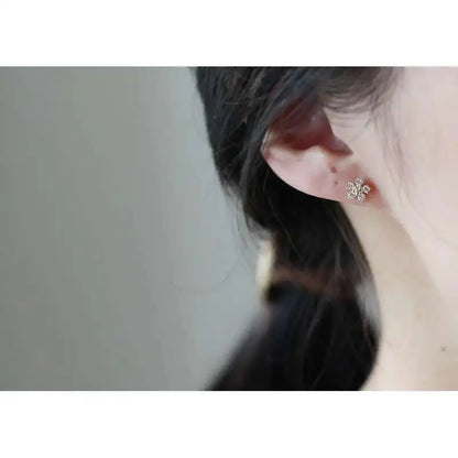 GOLDtutu Pure 9K Gold Jewelry Earrings for Women, Five Diamond Flower, 2020, ok497