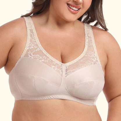Plus Size Bra Ultra Thin Wire-Free Wide Comfort Shoulder Straps for Large Chest Full Coverage  Lace Bralette Breathable Wear