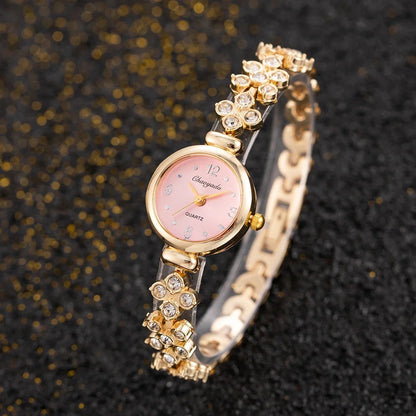 Luxury Women's Wristwatch Fashion Rhinestone Gold Watches for Women Simple Elegant Ladies Quartz Bracelet Watch montre femme