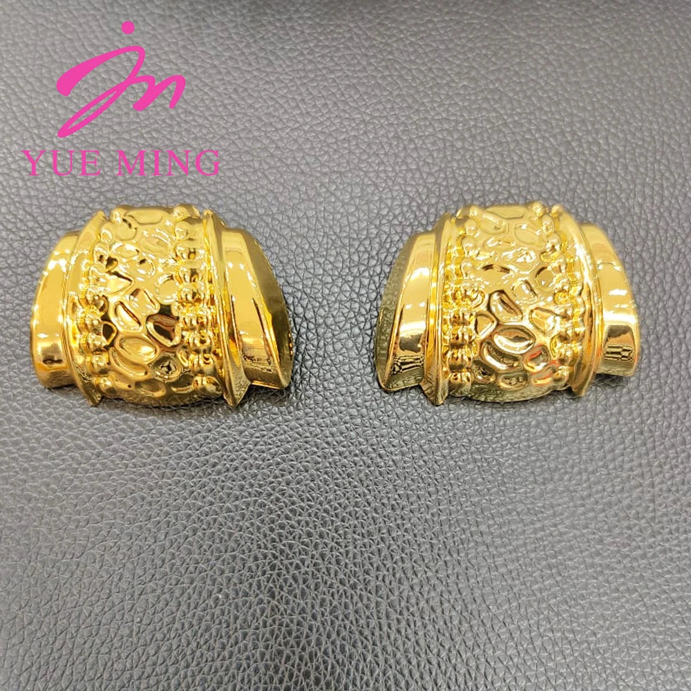 Gold Color Jewelry Sets For Women Earring Necklace Dubai Nigeria Copper Bracelet Rings Bridal Wedding Party Gifts Daily Wear
