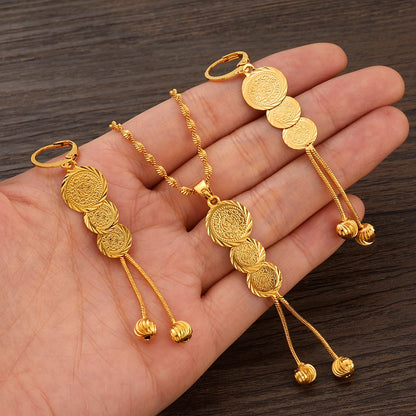 Fashion Gold Color Jewelry for Women Necklace Earrings Set Party Accessories Dubai India Africa Gift