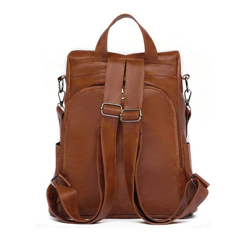 Ladies Bookbag Rucksack Women Large Capacity Backpack Purses High Quality PU Leather Female Vintage School Bags Travel Bagpack