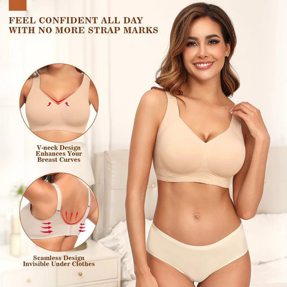 Plus Size  Push Up Jelly Bra Seamless No Underwire Bras Full Coverage Brassiere Hide Back Fat Tshirt Bras Comfort Daily Bralette