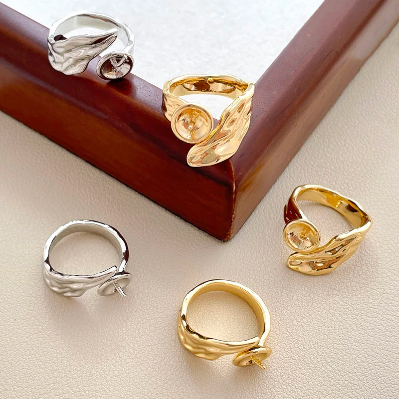 3 Pieces  Brass Plated with Genuine Gold  Baroque  Irregular  Ring Holder  DIY Makes Fashionable Jewelry Accessories Materials