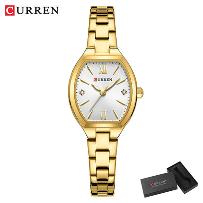 CURREN Gold Watches for Women Dainty Watches Luxury Ladies Dress Stainless Steel Bracelet Watch Analog Quartz Waterproof Watch