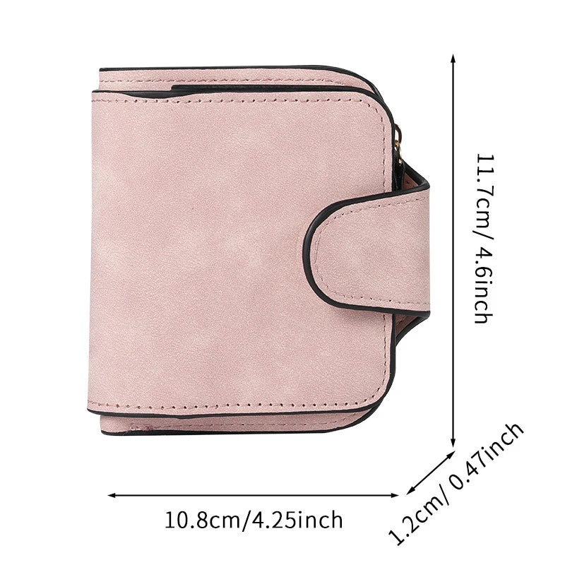 Ladies Zip Purse Women Wallet Frosted Leather Vintage Female Clutch Bag Credit Card Holder Phone Bag Money Clip