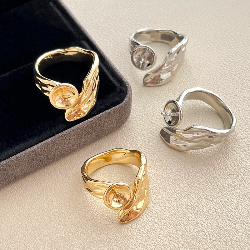 3 Pieces  Brass Plated with Genuine Gold  Baroque  Irregular  Ring Holder  DIY Makes Fashionable Jewelry Accessories Materials