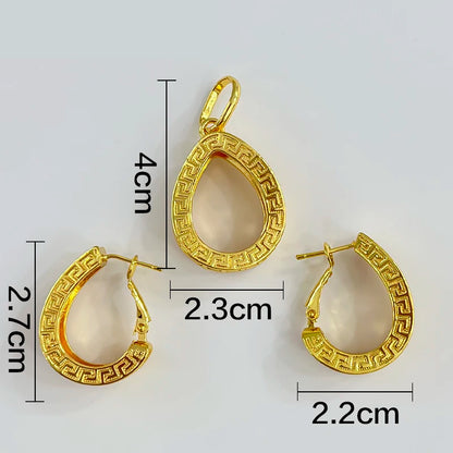 Dubai Golden Jewelry Sets for Women Luxury Italian Bridal Necklace Pendant Earrings Wedding Party Accessories Lady Gifts