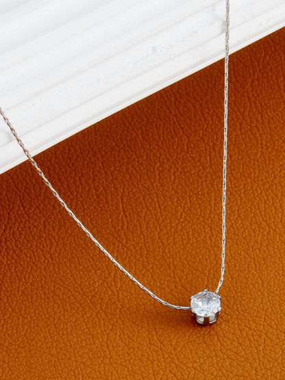 Gold Diamond Pendant Necklace  Plated Stainless Steel Jewelry Zircon Pendant Necklace for Women