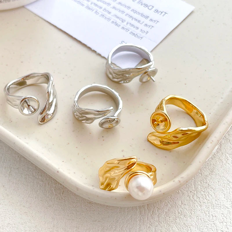 3 Pieces  Brass Plated with Genuine Gold  Baroque  Irregular  Ring Holder  DIY Makes Fashionable Jewelry Accessories Materials