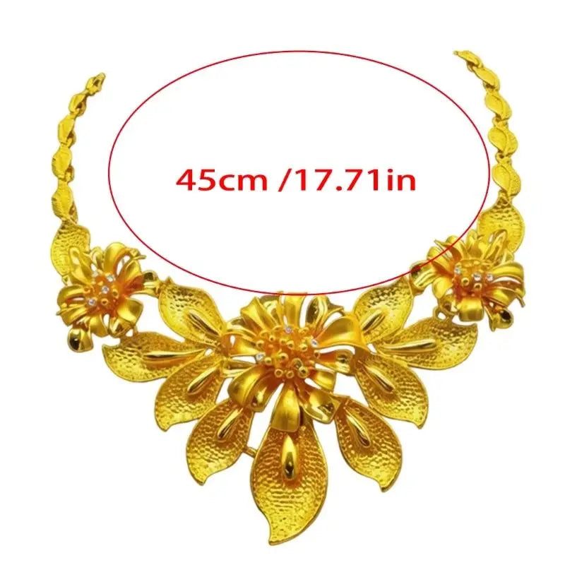 39BB Versatile Gold Color Jewelry Set Necklace and Earrings For Bridesmaids And Formal Wear Bridal Wedding