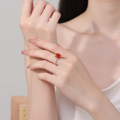 925 Sterling Silver Luxury Atmospheric Sparkle Pigeon Egg Zircon Ladies Ring Rose Gold Jewelry