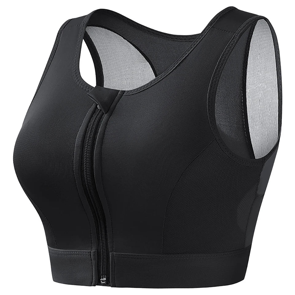 Plus Size Sports Bra Front Closure Longline Bras Padded Workout Crop Tank Top for Running Workout Gym Yoga Vest