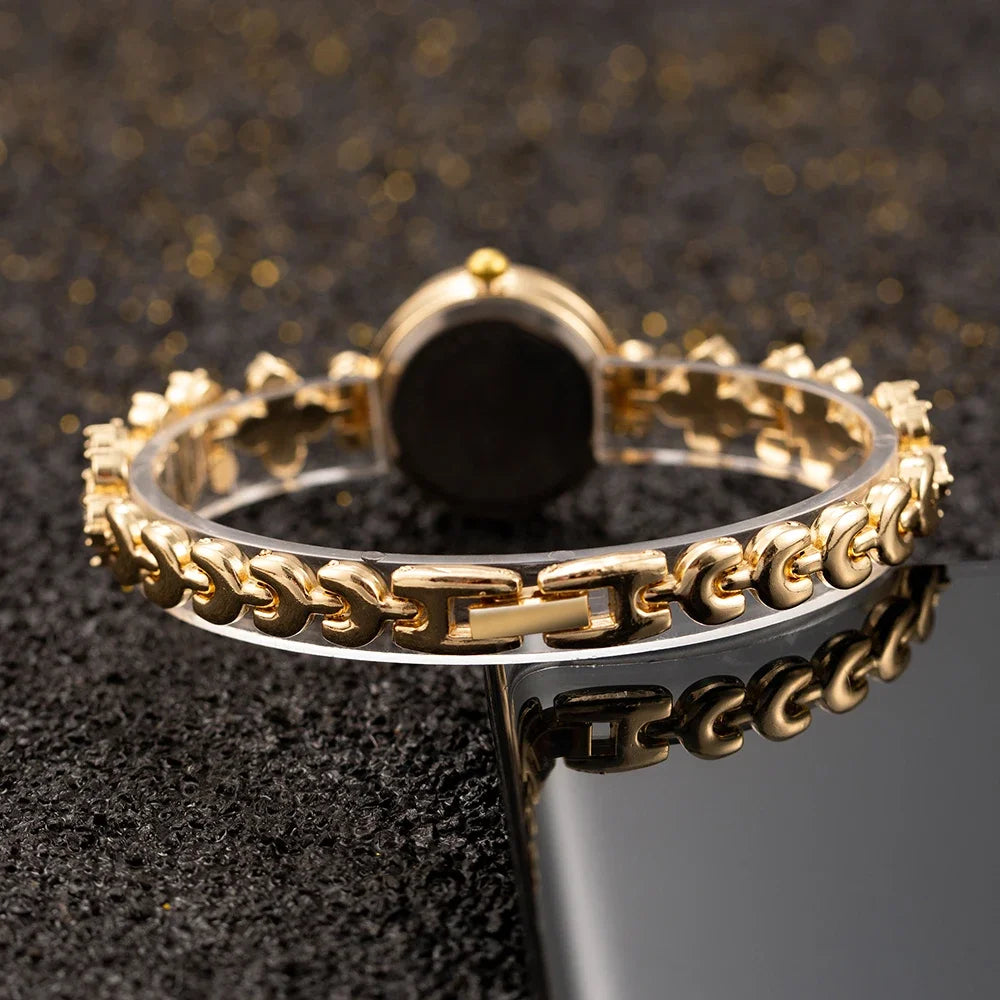 Luxury Women's Wristwatch Fashion Rhinestone Gold Watches for Women Simple Elegant Ladies Quartz Bracelet Watch montre femme