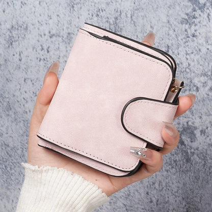 Ladies Zip Purse Women Wallet Frosted Leather Vintage Female Clutch Bag Credit Card Holder Phone Bag Money Clip