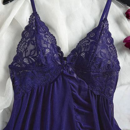 Women's Plus Size Bra Thong Nightgown Set Tulle Sexy Lingerie Exquisite Woman Lencerias Hot Underwear Pajamas G-string Suits