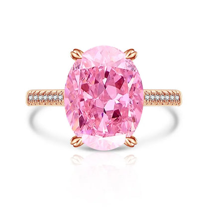 925 Sterling Silver Luxury Atmospheric Sparkle Pigeon Egg Zircon Ladies Ring Rose Gold Jewelry