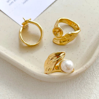 3 Pieces  Brass Plated with Genuine Gold  Baroque  Irregular  Ring Holder  DIY Makes Fashionable Jewelry Accessories Materials