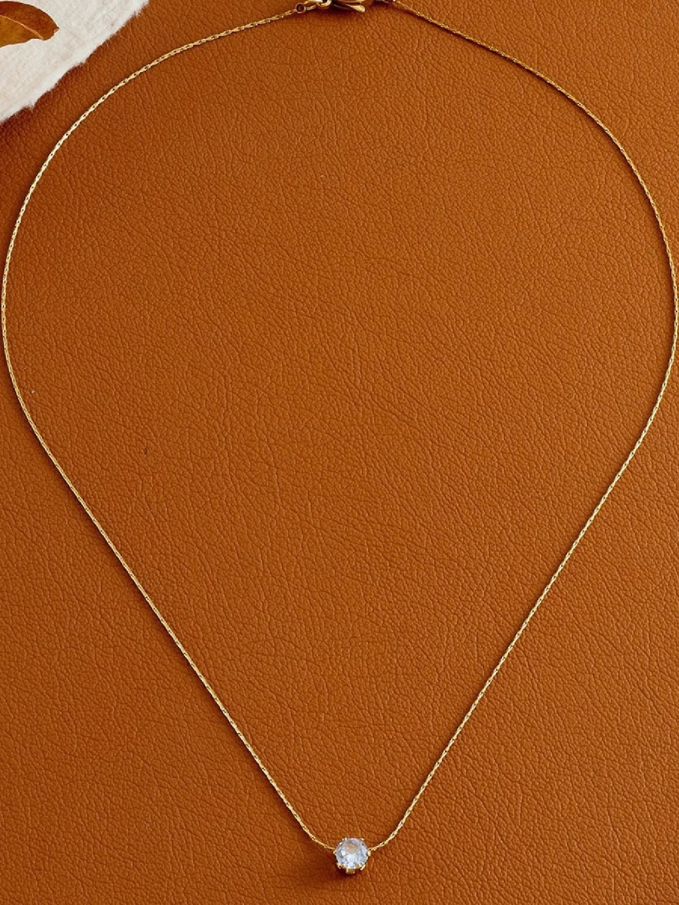 Gold Diamond Pendant Necklace  Plated Stainless Steel Jewelry Zircon Pendant Necklace for Women