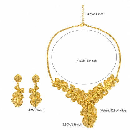Indian 24K Gold Plated Jewelry Set For Women Nigeria Dubai African Bridal Necklace Earrings Wedding Party Gift Jewellery