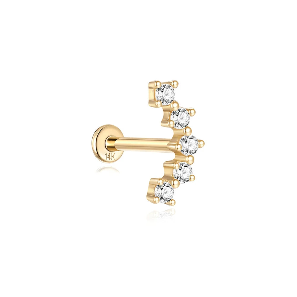 AIDE Single 1piece 14K Solid Gold Jewelry Stud Earring For Women Simple Mini Puncture Earrings Yellow Gold Jewelry Birthday Gift