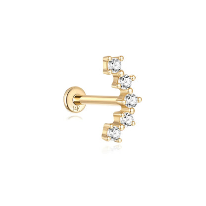 AIDE Single 1piece 14K Solid Gold Jewelry Stud Earring For Women Simple Mini Puncture Earrings Yellow Gold Jewelry Birthday Gift