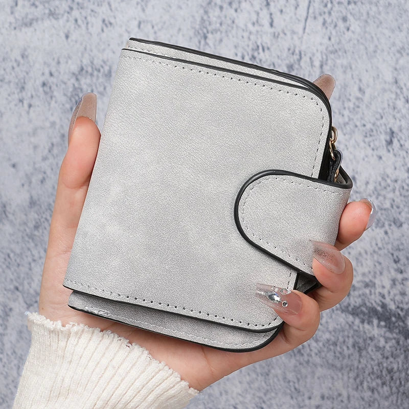 Ladies Zip Purse Women Wallet Frosted Leather Vintage Female Clutch Bag Credit Card Holder Phone Bag Money Clip